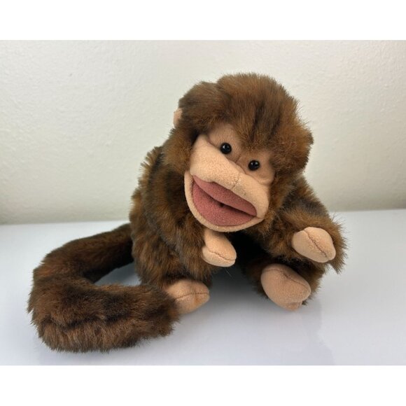 Folkmanis Folktails Monkey Hand Puppet Plush Long Tail Brown Toy - Picture 2 of 13